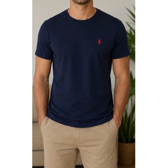 Polo Ralph Lauren Other - Polo Ralph Lauren Mens Navy Blue Short Sleeve Crew Neck T-Shirt Red Pony Large